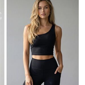 Revolve Nubyen Paris One Shoulder Sports bra Workout Top - Black